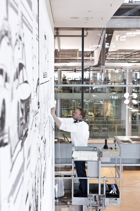 Livezeichnung in der Gläsernen Manufaktur Dresden